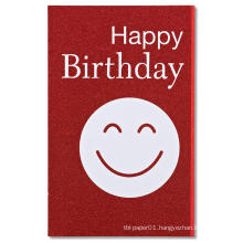 Red Smiley Face Happy Birthday Party Invitation Card Glitter Invitation  Card